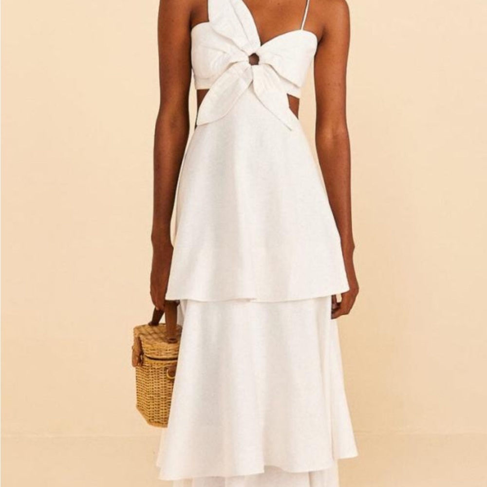 Farm Rio coveted Elegant White Sleeveless flower top dress. NWT. Gorgeous!